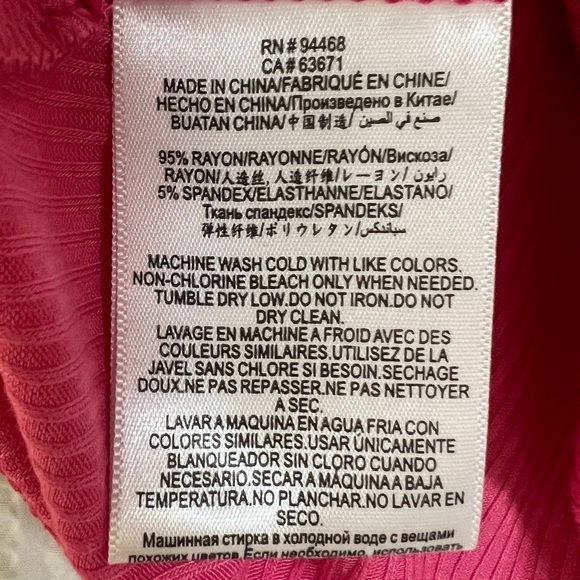 BCBGeneration Hot Pink Ribbed Cross Twist Front Crop T-Shirt Top - X Small, NWT - Picture 7 of 9